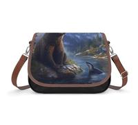 Bear Otter Mountain Forests - Bolso bandolera de piel para mujer