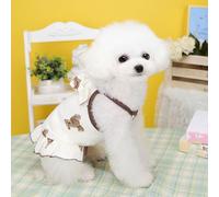 Bear Pattern Dog Dress | Soft Cotton Summer Pet Clothes for Teddy/Daily Use/Travel | Breathable Puppy Dress with Suspenders (Bear S)
