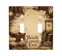 Bear - Placa de cubierta doble para interruptor de luz, diseño de reloj de arena de estilo vintage rústico, de plástico, color marrón, tamaño estándar, para dormitorio, baño, cocina, decoración de