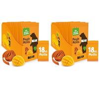 BEAR Rollitos de Fruta Sabor Mango - Ingredientes 100% Naturales - Snacks para Niños y Adultos - 18 bolsitas de 20g - 360g (Paquete de 2)