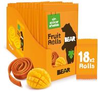 BEAR Rollitos de Fruta Sabor Mango - Ingredientes 100% Naturales - Snacks para Niños y Adultos - 18 bolsitas de 20g - 360g
