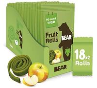 BEAR Rollitos de Fruta Sabor Manzana - Ingredientes 100% Naturales - Snacks para Niños y Adultos - 18 bolsitas de 20g - 360g