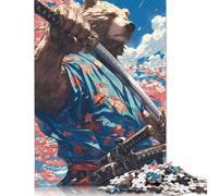 Bear Samurai Blossom Puzzles Imposible,desafío for Adults Entretenimiento Creativo 1000 Piezas Obra De Arte De Juego De para Adultos, Regalos A Partir De 14 Años 1000pcs (75x50cm)