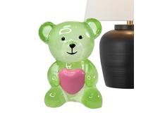 Bear Sculpture - Animal Carving, Large Resin Ornamentation for Home Placement, Decorative Figurine with Glistening Heart, Desk Accessory, Petite Model for Office Display, Shelf Accent & Bedroom Decor