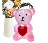 Bear Sculpture - Animal Carving, Large Resin Ornamentation for Home Placement, Decorative Figurine with Glistening Heart, Desk Accessory, Petite Model for Office Display, Shelf Accent & Bedroom Decor