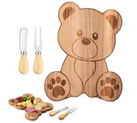 Bear Shape Kitchen Serving Platter, Cheese Board Set, Handcrafted Wooden Charcuterie Tray For Meat Seafood Fruit Appetizer Bread Wedding Family Gathering Picnic Party, Home Gear, Brown Item