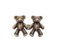 Bear Shaped Adjustable Jean Button 2 Set, Cute Waist Buckle Snap for Pants, No Sew Extender Replacement & Attacher Pins (Rabbit Gold)