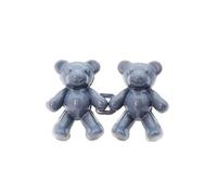 Bear Shaped Adjustable Jean Button 2 Set, Cute Waist Buckle Snap for Pants, No Sew Extender Replacement & Attacher Pins(Grey Blue)