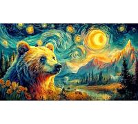 Bear-Shaped-Mountain-Landscape-Under-Full-Moon 1000 Piezas Puzzle Adultos Juego Familiar Divertido Desafiante Papel Reciclado para Regalos 38x26/1000pcs