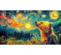 Bear-Shaped-Mountain-Landscape-Under-Full-Moon 1000 Piezas Puzzle Adultos Papel Reciclado Juego desafiante Educativo Regalo para Mujeres y Hombres 38x52/1000pcs