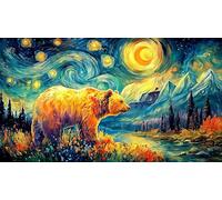 Bear-Shaped-Mountain-Landscape-Under-Full-Moon 1000 Piezas Puzzle Familiar Papel Reciclado Desafiante y Divertido para Adultos Decoración Mural 38x26/1000pcs