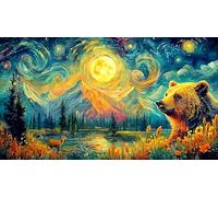 Bear-Shaped-Mountain-Landscape-Under-Full-Moon Puzzle Adultos 1000 Piezas Papel Reciclado Juego Familiar Desafiante para decoración Mural y Regalos 70x50/1000pcs