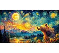 Bear-Shaped-Mountain-Landscape-Under-Full-Moon Puzzle para Adultos y niños 1000 Piezas Juego Educativo Papel Reciclado Desafiante Actividad en casa 38x26/1000pcs