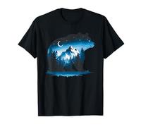 Bear Silhouette Night Landscape Montaña Naturaleza Fauna Camiseta