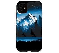 Bear Silhouette Night Landscape Montaña Naturaleza Fauna Carcasa para iPhone 11