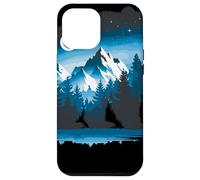 Bear Silhouette Night Landscape Montaña Naturaleza Fauna Carcasa para iPhone 12 Pro Max
