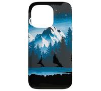 Bear Silhouette Night Landscape Montaña Naturaleza Fauna Carcasa para iPhone 13 Pro