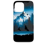 Bear Silhouette Night Landscape Montaña Naturaleza Fauna Carcasa para iPhone 13 Pro Max