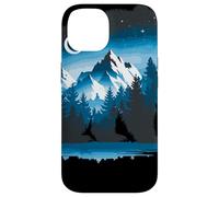 Bear Silhouette Night Landscape Montaña Naturaleza Fauna Carcasa para iPhone 14