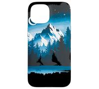 Bear Silhouette Night Landscape Montaña Naturaleza Fauna Carcasa para iPhone 15