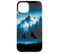 Bear Silhouette Night Landscape Montaña Naturaleza Fauna Carcasa para iPhone 15 Plus