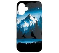Bear Silhouette Night Landscape Montaña Naturaleza Fauna Carcasa para iPhone 16