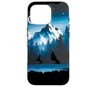 Bear Silhouette Night Landscape Montaña Naturaleza Fauna Carcasa para iPhone 16 Pro
