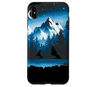 Bear Silhouette Night Landscape Montaña Naturaleza Fauna Carcasa para iPhone XS Max