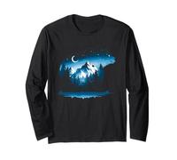 Bear Silhouette Night Landscape Montaña Naturaleza Fauna Manga Larga