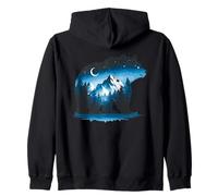 Bear Silhouette Night Landscape Montaña Naturaleza Fauna Sudadera con Capucha