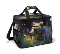 Bear Sitting in A Field of Wildflowers - Bolsa térmica para camping, enfriadores de playa, portátiles a prueba de fugas, con correa para el hombro