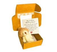 Bear Stuffed Animal, Handmade Plush Bear, 3.35x1.57 Inches Small Adorable Pet Buddy in Gift Box, Inspirational Card Included, Positive Home Decor for Women, Men, and Kids