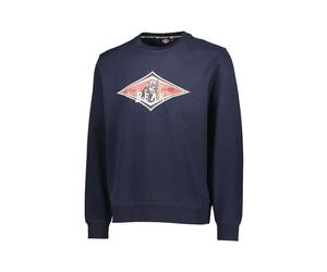 Bear Sudadera de hombre con cuello redondo y logotipo frontal en contraste Surfboard (S, azul marino)