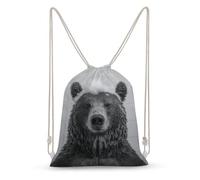 Bear Under The Rain in A Bathroom - Mochila de lona con cordón para el baño, ligera, deportiva, gimnasio, para hombres y mujeres