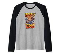Bear-y Epic Funny Martial Arts Cartoon Bear Animal Design Camiseta Manga Raglan