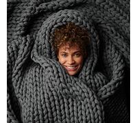 Bearaby Mantas de algodón Tejidas a Mano para Adultos, Manta de Punto Grueso, sostenible, Transpirable, orgánica, refrescante, Lavable a máquina (Gris asteroide, 15 Libras)