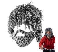 Beard Beanie Hat with Wig - Funny Punk Winter Headwear, Knitted Warm MaskBeanie with Straight Hair Beard | Costume Dress Up Hat for Men Women, Cosplay Enthusiasts, Festival, Masquerade, School Play