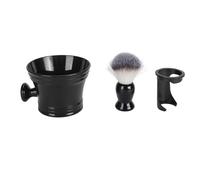 Beard Lathering Brush 3 in 1 with Stand & Bowl | Soft Nylon Fibers for Gentle Exfoliation | Quick - Dry Foam Brush for Men/Travel/Salon Use | Sturdy Plastic Construction