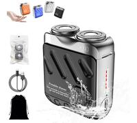 Beard Shaver Traveler Mini And Portable Suitcase Design, Double-Ring Magnetic Cutter, Ipx7 Waterproof with Replacement Blade, Quick, Clean, Hassle-Free Shave (Black)