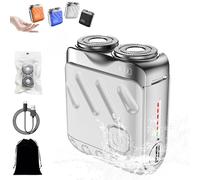 Beard Shaver Traveler Mini And Portable Suitcase Design, Double-Ring Magnetic Cutter, Ipx7 Waterproof with Replacement Blade, Quick, Clean, Hassle-Free Shave (White)