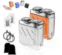 Beard Shaver Traveler Mini And Portable Suitcase Design, Double-Ring Magnetic Cutter, Ipx7 Waterproof with Replacement Blade, Quick, Clean, Hassle-Free Shave (2PCS-3)