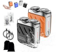 Beard Shaver Traveler Mini And Portable Suitcase Design, Double-Ring Magnetic Cutter, Ipx7 Waterproof with Replacement Blade, Quick, Clean, Hassle-Free Shave (2PCS-1)