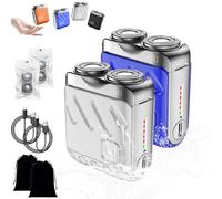 Beard Shaver Traveler Mini And Portable Suitcase Design, Double-Ring Magnetic Cutter, Ipx7 Waterproof with Replacement Blade, Quick, Clean, Hassle-Free Shave (2PCS-4)