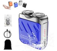 Beard Shaver Traveler Mini And Portable Suitcase Design, Double-Ring Magnetic Cutter, Ipx7 Waterproof with Replacement Blade, Quick, Clean, Hassle-Free Shave (Blue)