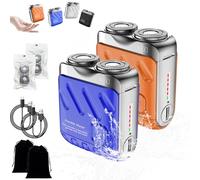 Beard Shaver Traveler Mini And Portable Suitcase Design, Double-Ring Magnetic Cutter, Ipx7 Waterproof with Replacement Blade, Quick, Clean, Hassle-Free Shave (2PCS-2)
