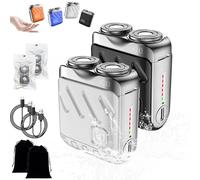 Beard Shaver Traveler Mini And Portable Suitcase Design, Double-Ring Magnetic Cutter, Ipx7 Waterproof with Replacement Blade, Quick, Clean, Hassle-Free Shave (2PCS-6)