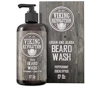 Beard Wash shampoo con Aceites de Argán y Jojoba - Suave y Fuerte - Aromas Naturales de Mentol y Eucalipto - Shampoo para Barba (17 oz)