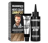Beardburys Color Shampoo | Tinte de Barba y Cabello en champú, Elimina las Canas y Cuida la Barba - Beardburys Champú 50 g (Castaño Claro)