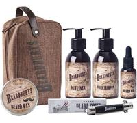 Beardburys | Kit Cuidado de Barba 6 en 1, Regalo para Hombres, Cuidado Profesional Completo Con Aceite para Barba, Champú para barba, Cera, Outliner, Peine-Navaja Vintage y Neceser
