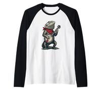 Bearded Dragon Cute Banjo Picker Music Camiseta Manga Raglan